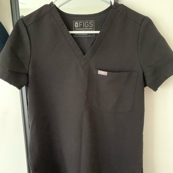 Women's Catarina One-Pocket Scrub Top FIGS Black - Picture 2 of 3
